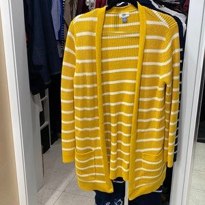Yellow stripe open cardigan